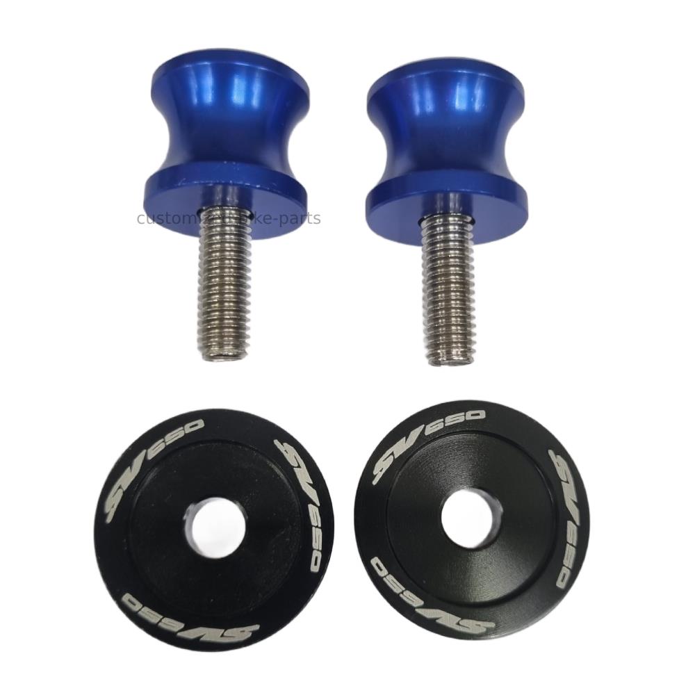 Blue Rear Swingarm Spools Paddock Stand Bobbins - Suzuki SV650 / S 1999-2024