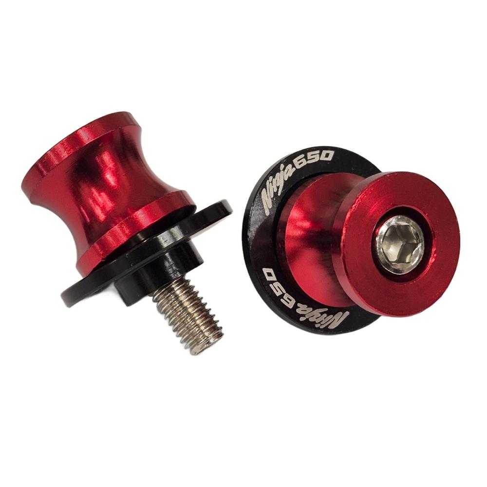 Red Motorcycle Paddock Stand Spool Bobbins - Kawasaki Ninja 650 2017-2024