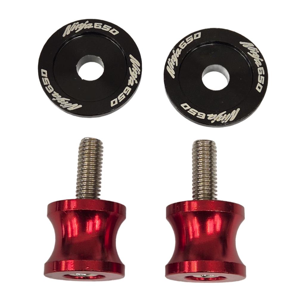 Red Motorcycle Paddock Stand Spool Bobbins - Kawasaki Ninja 650 2017-2024