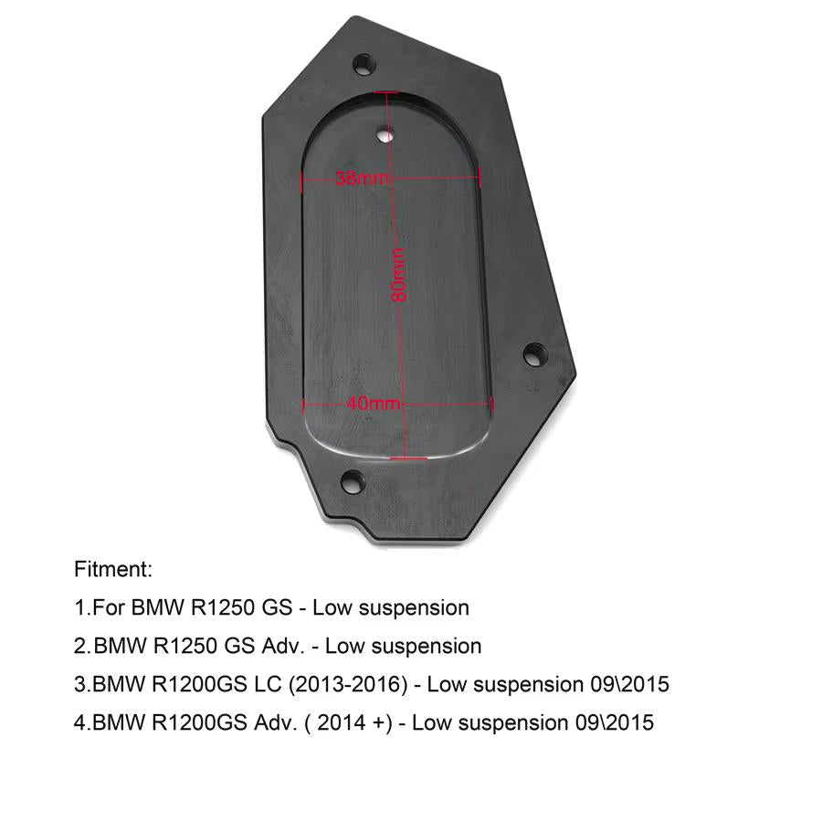 Black Side Stand Kickstand Shoe Extender - BMW R1250GS Low Suspension 2016-2023