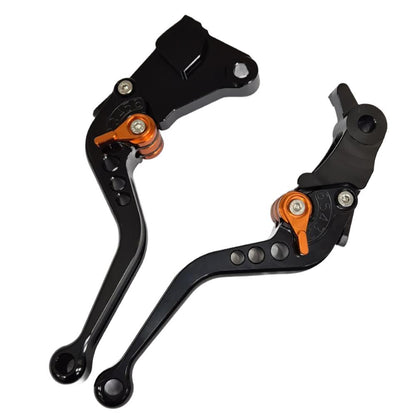 Short Black Orange Adjustable Brake & Clutch Lever Set - KTM 890 Duke 2020-2023