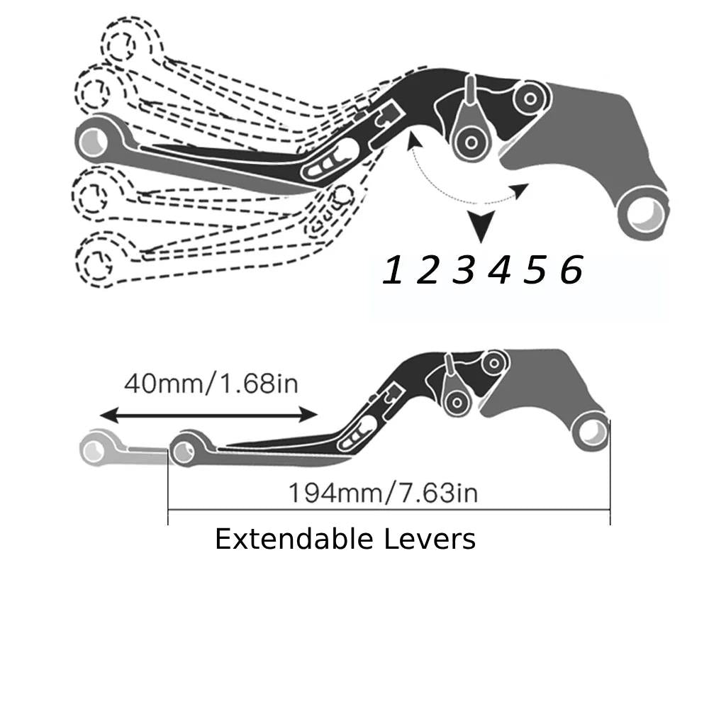 Red / Black Adjustable Extendable Brake & Clutch Levers Yamaha YZF-R7 2022-2024