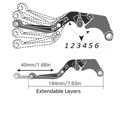 Red / Black Adjustable Extendable Brake & Clutch Levers Yamaha YZF-R7 2022-2024