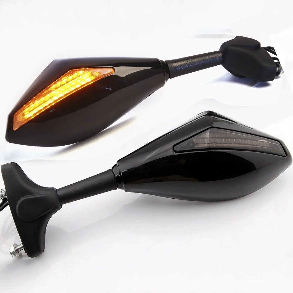 Suzuki GSXR600 GSXR750 GSXR1000 GSX SV650 Gloss Black LED Look Rear View Mirrors