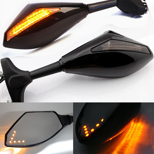 Yamaha YZF R1 R6 R6S FZ1 FZ6R Gloss Double LED Rear View Mirrors