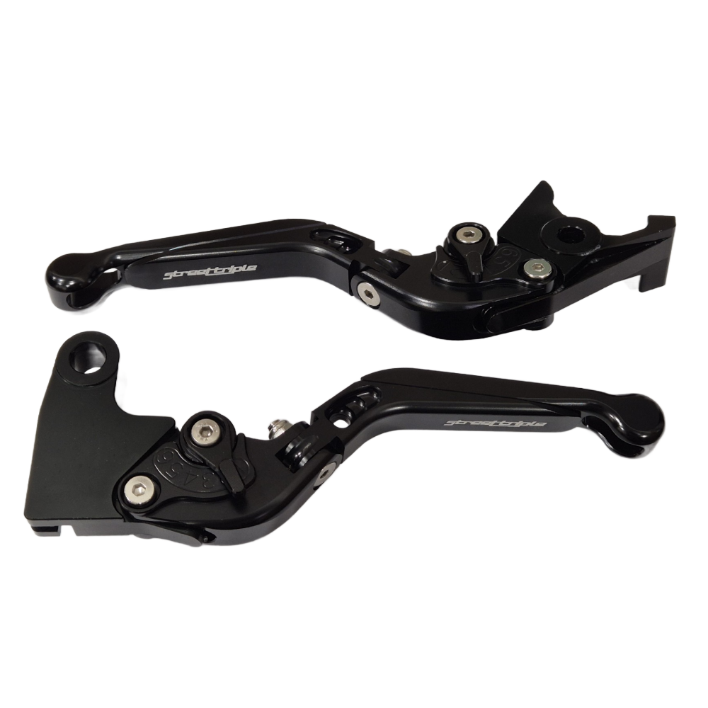 Black Adjustable Brake & Clutch Levers Set - Triumph 675 Street Triple 2008-2016