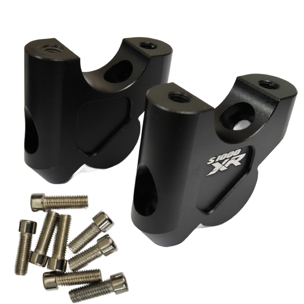 Black Handlebar Mount Risers Clamp - BMW S1000XR S 1000 XR 2015-2019