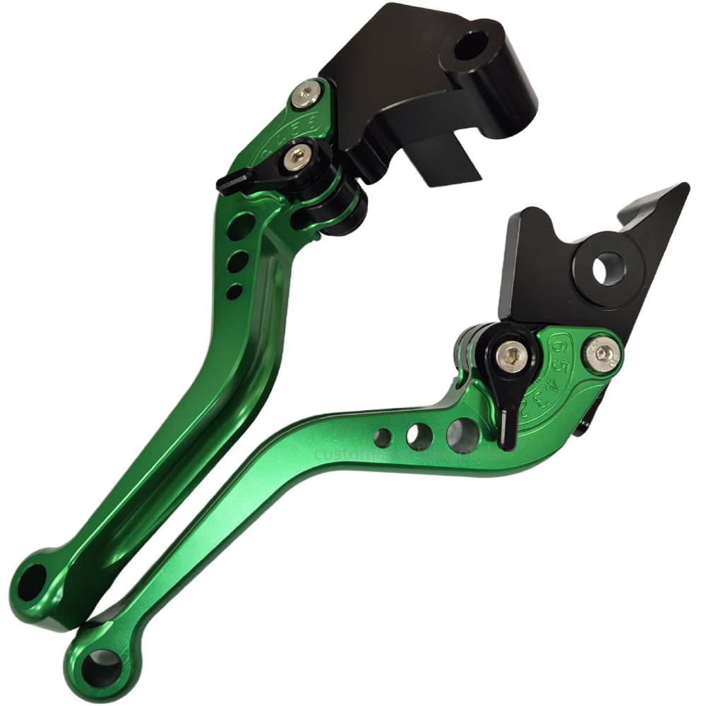 Short Green Adjustable Clutch Brake Lever Set - Kawasaki Ninja Z 125 2019-2024