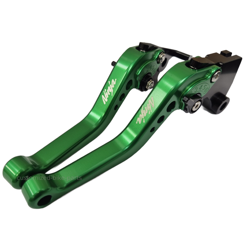 Short Green Adjustable Clutch Brake Lever Set - Kawasaki Ninja Z 125 2019-2024