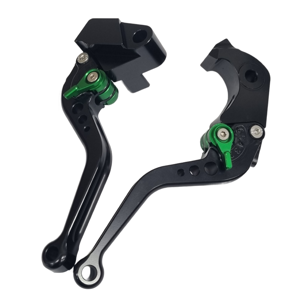 Short Black Green Brake & Clutch Levers Set Kawasaki ZX6R / 636 2019-2024