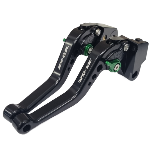 Short Black Green Brake & Clutch Levers Set Kawasaki ZX6R / 636 2019-2024