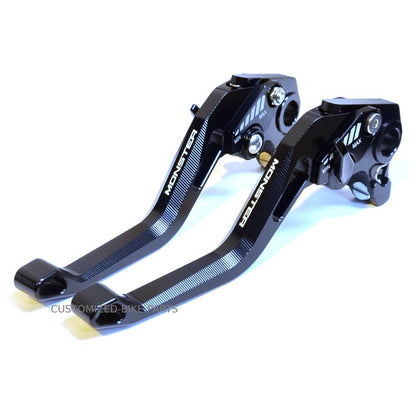 Ducati Monster 696 796 695 400 BLACK SHORT ADJUSTABLE BRAKE & CLUTCH LEVER SET