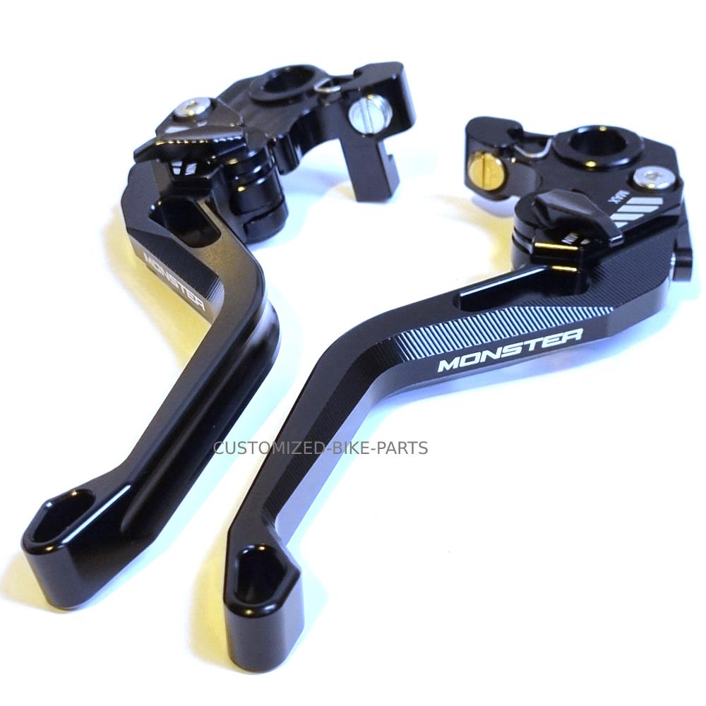 Ducati Monster 696 796 695 400 BLACK SHORT ADJUSTABLE BRAKE & CLUTCH LEVER SET