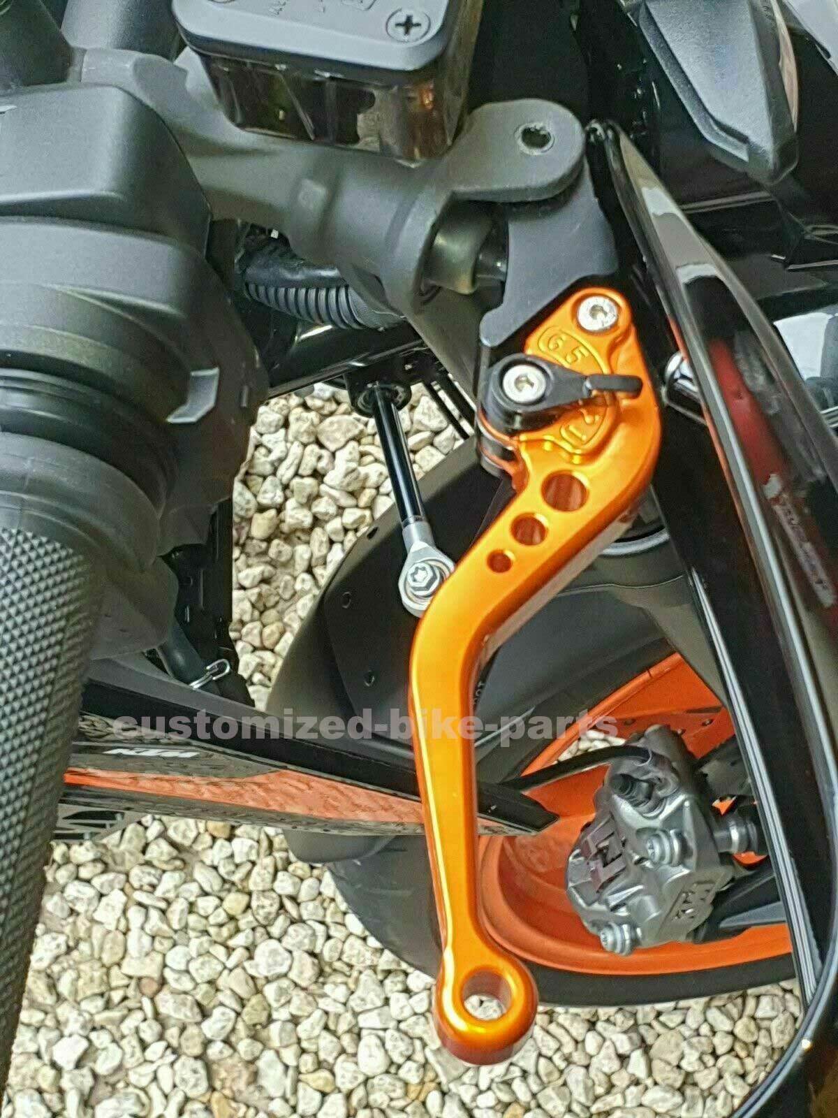 KTM 790 Duke 2018-2024 ORANGE SHORT ADJUSTABLE BRAKE & CLUTCH LEVER SET