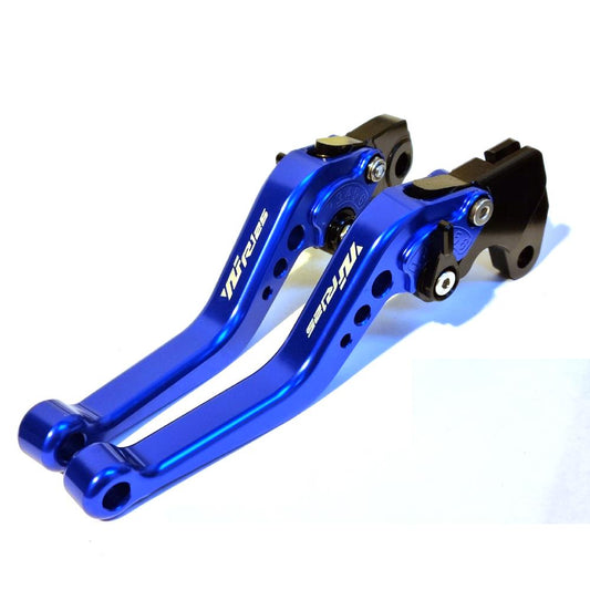 CNC Yamaha YZF-R125 08-11 Short Adjustable Clutch Brake Lever Set - Blue/Black