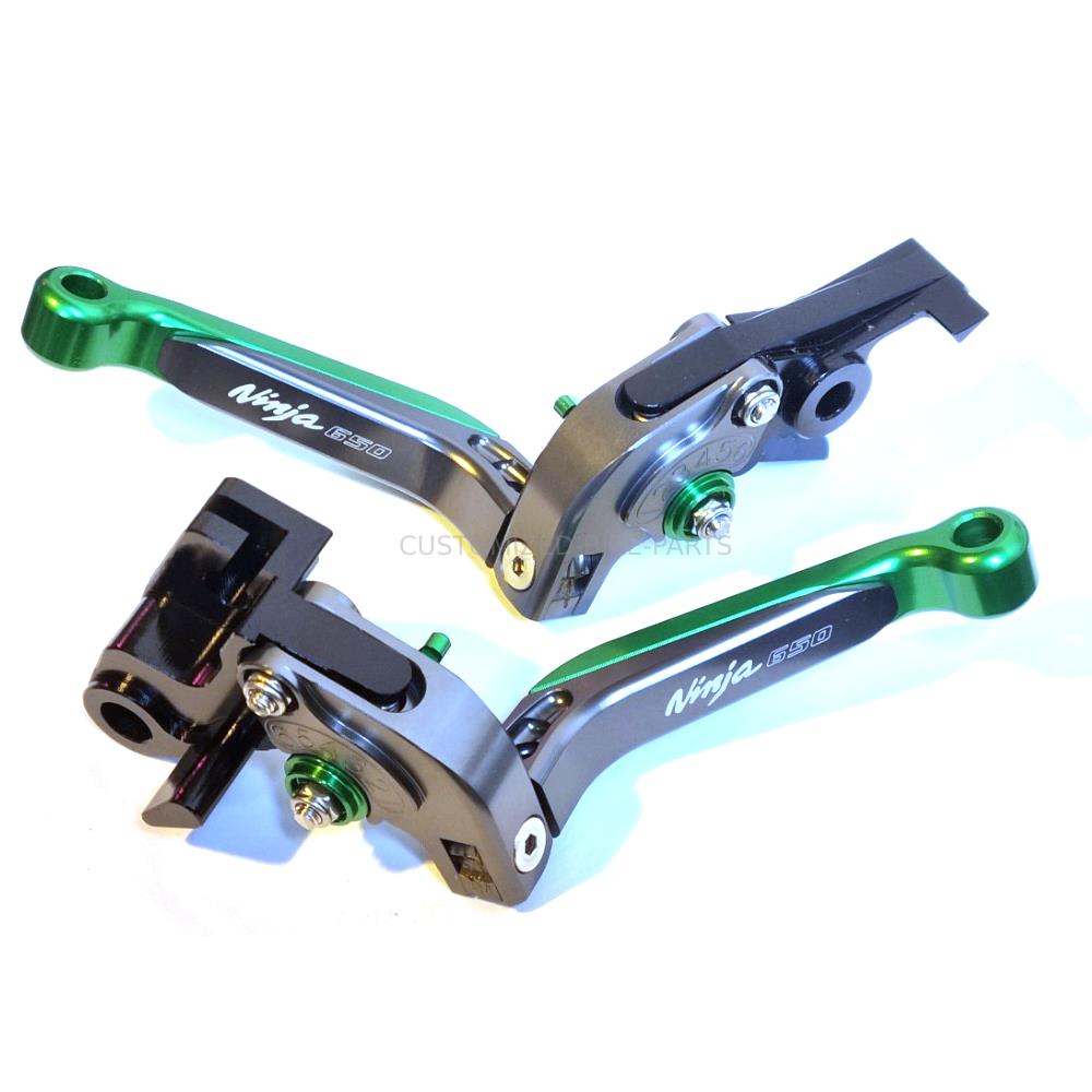 Kawasaki Ninja 650 2017-2023 | Adjustable Clutch Brake Lever Set Green/Titanium