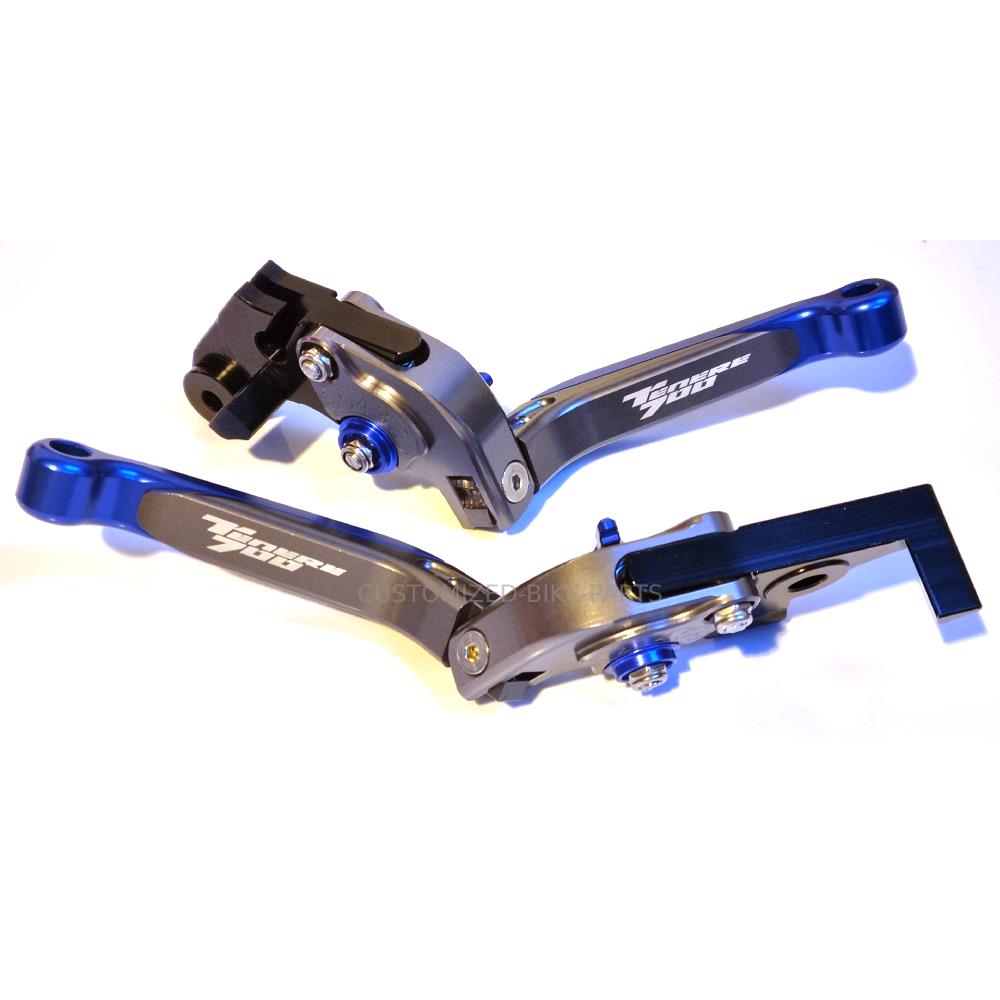 Blue/Grey Adjustable Clutch Brake Lever Set - Yamaha Tenere 700 /XTZ 2019-2024