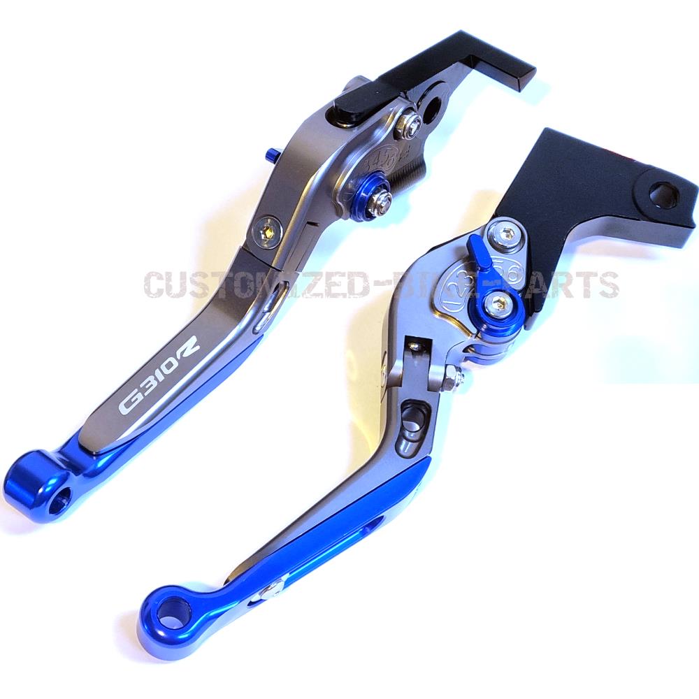 Titanium/Blue Adjustable Clutch Brake Lever Set - BMW G310R G 310 R 2017-2023