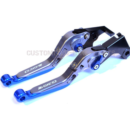 Titanium/Blue Adjustable Clutch Brake Lever Set - BMW G310R G 310 R 2017-2023