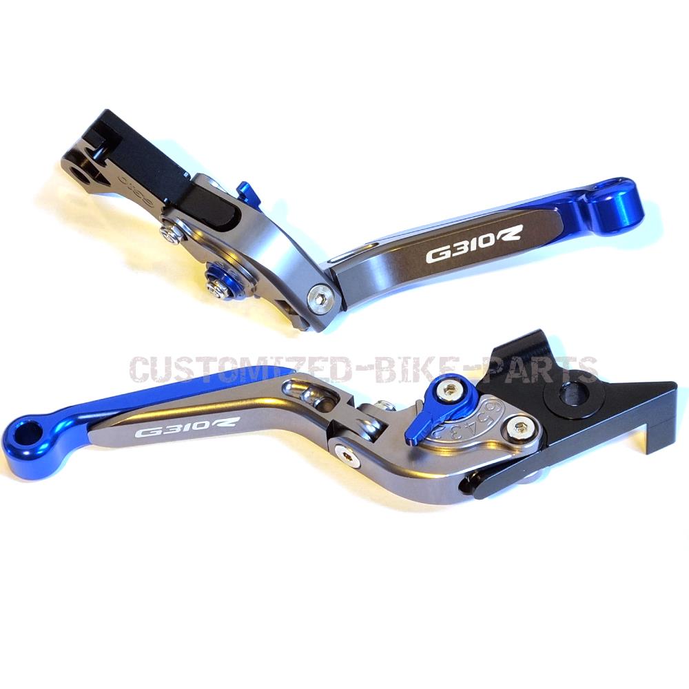 Titanium/Blue Adjustable Clutch Brake Lever Set - BMW G310R G 310 R 2017-2023