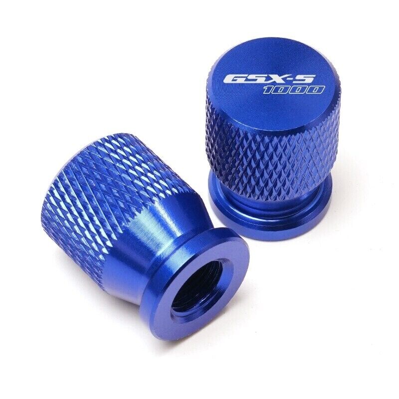 Suzuki GSX-S 1000 CNC Aluminium Wheel Tire Tyre Valve Cap Covers - Blue