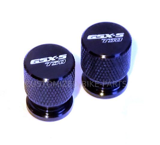 Suzuki GSX-S 750 CNC Aluminium Wheel Tire Tyre Valve Cap Covers - Black