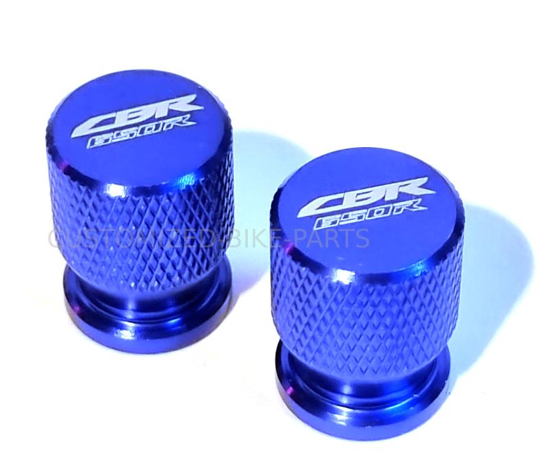 Honda CBR 650 R CNC Aluminium Wheel Tire Tyre Valve Cap Covers - Blue