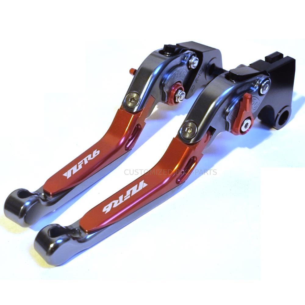 ADJUSTABLE BRAKE CLUTCH LEVERS SET - TITANIUM / RED YAMAHA YZF-R6 2005-2016