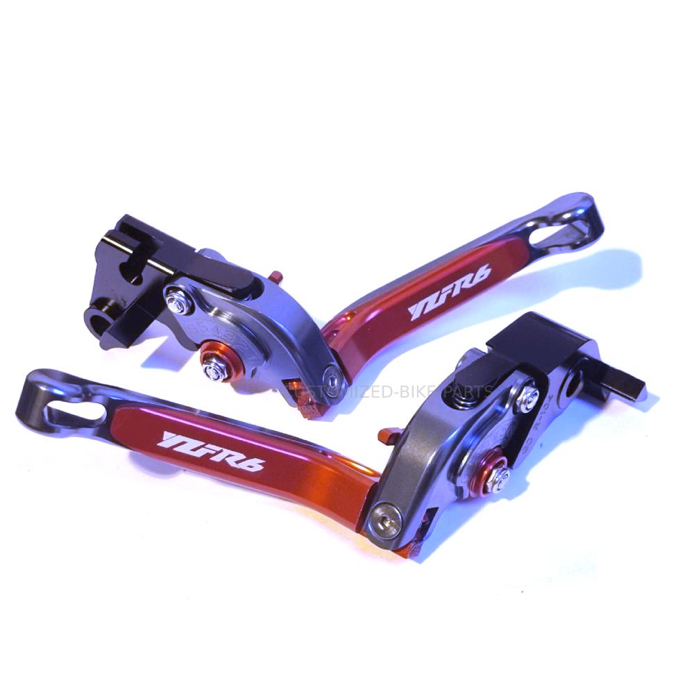 ADJUSTABLE BRAKE CLUTCH LEVERS SET - TITANIUM / RED YAMAHA YZF-R6 2005-2016