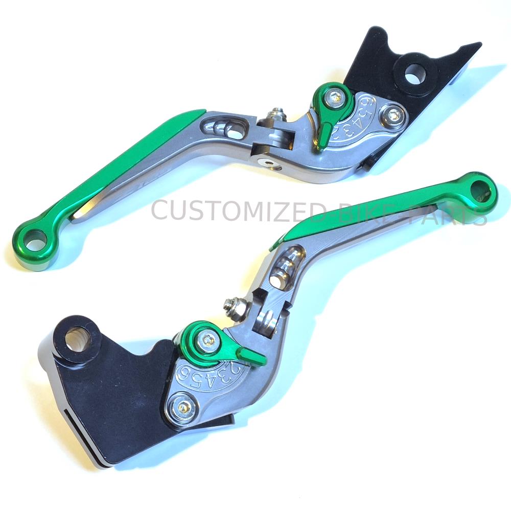 Adjustable Clutch Brake Lever Set Green/Titanium Kawasaki Ninja Z125 2019-2023