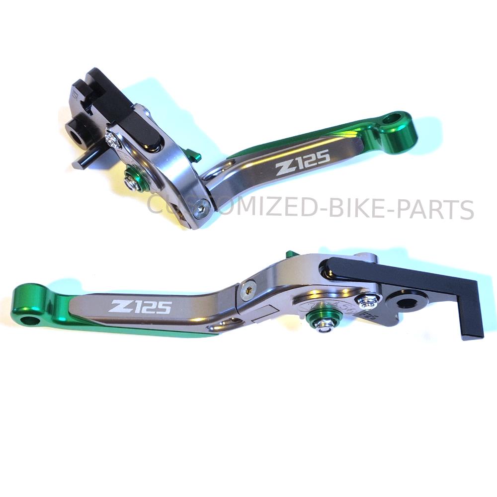 Adjustable Clutch Brake Lever Set Green/Titanium Kawasaki Ninja Z125 2019-2023