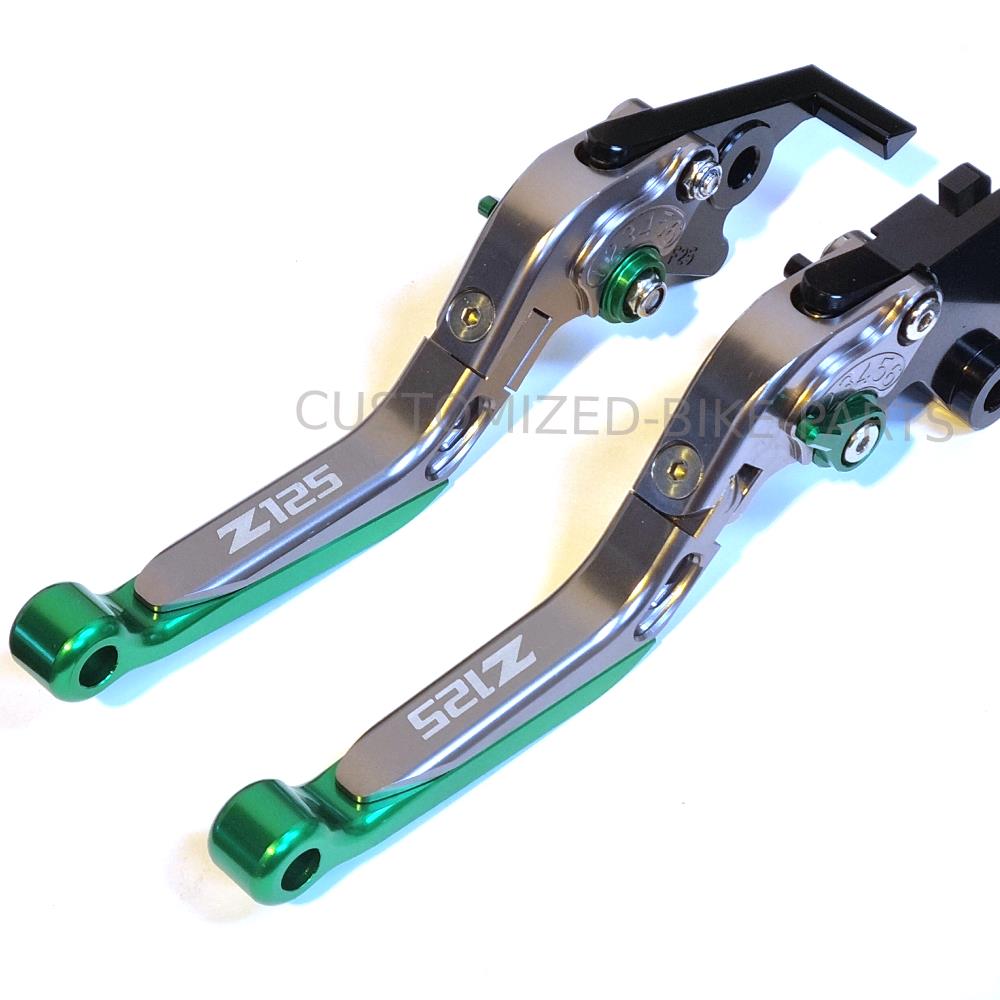 Adjustable Clutch Brake Lever Set Green/Titanium Kawasaki Ninja Z125 2019-2023