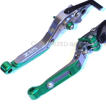 Adjustable Clutch Brake Lever Set Green/Titanium Kawasaki Ninja Z125 2019-2023