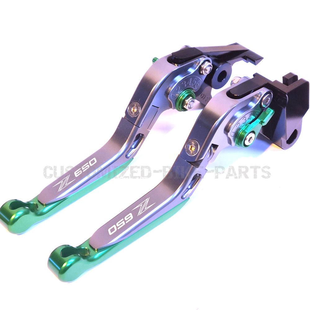 Titanium / Green Adjustable Brake Clutch Levers - Kawasaki Z650 2017-2023