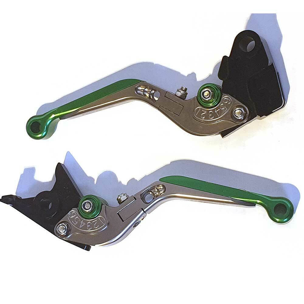 Titanium / Green Adjustable Brake Clutch Levers - Kawasaki Z650 2017-2023