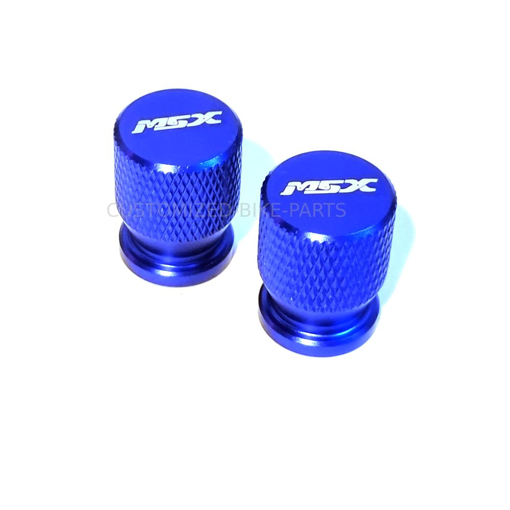 Blue CNC Aluminium Wheel Tire Tyre Valve Cap Covers - Honda Grom MSX 125