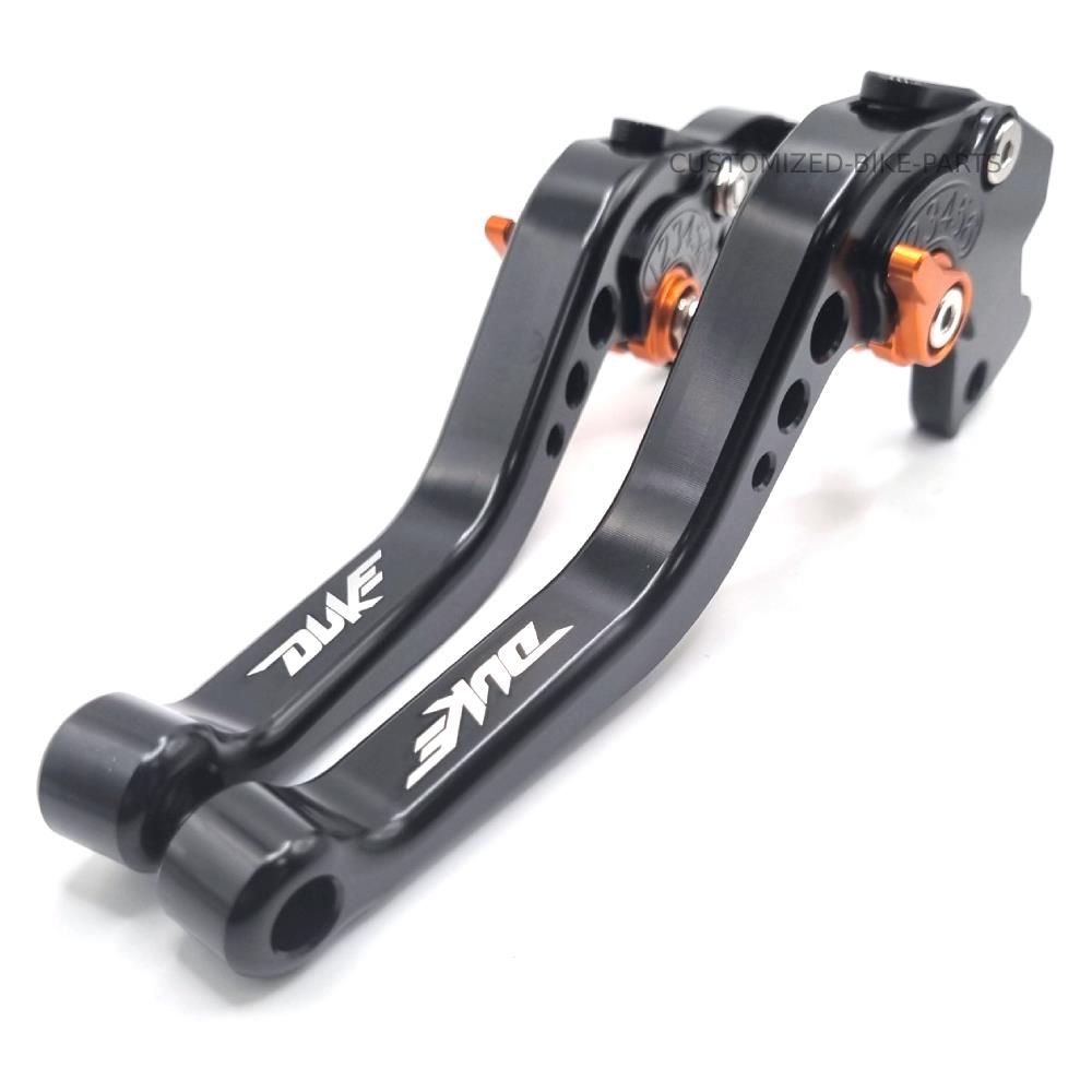 KTM Duke 125 200 390 2013-2023 BLACK / ORANGE SHORT BRAKE & CLUTCH LEVER SET