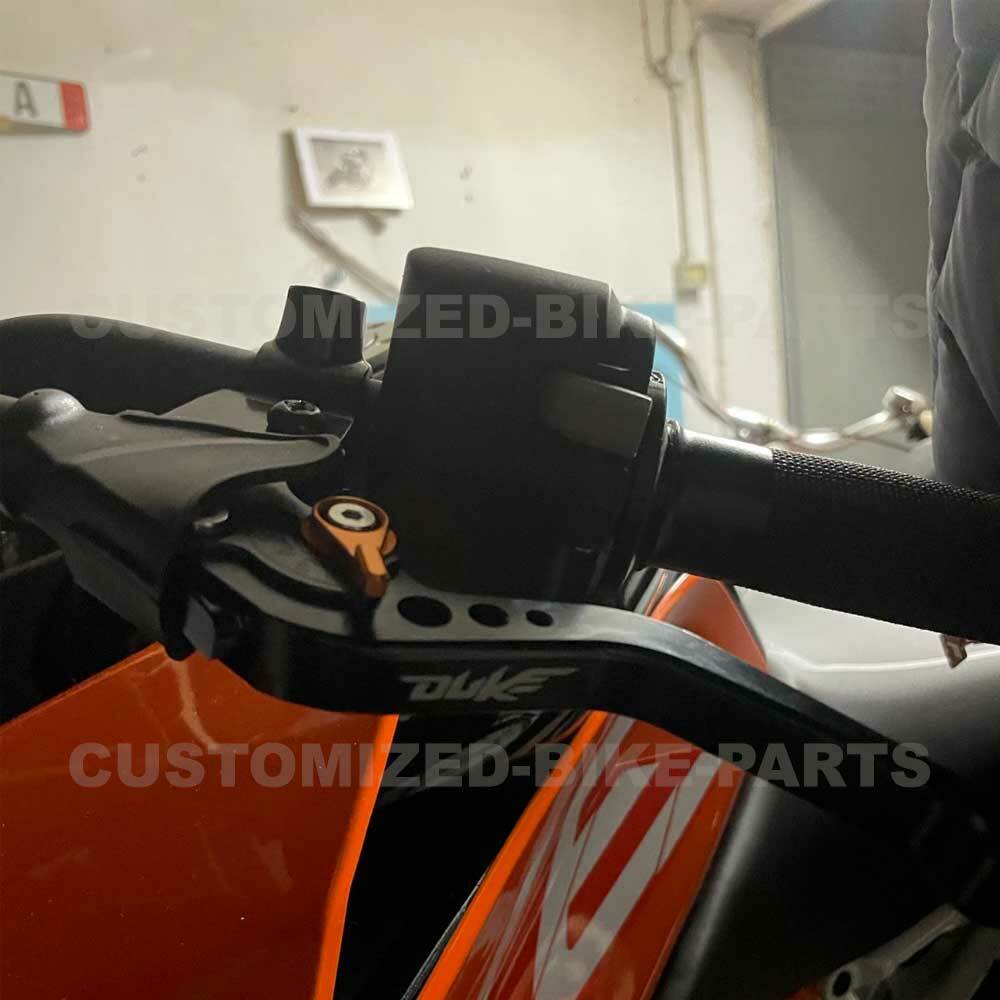 KTM Duke 125 200 390 2013-2023 BLACK / ORANGE SHORT BRAKE & CLUTCH LEVER SET