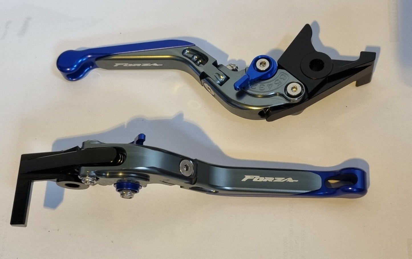 Honda Forza 125 250 300 2010-2023 - Front & rear Brake Levers - Titanium / Blue