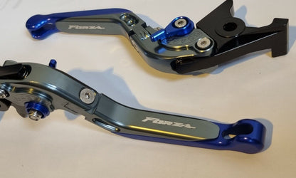 Honda Forza 125 250 300 2010-2023 - Front & rear Brake Levers - Titanium / Blue