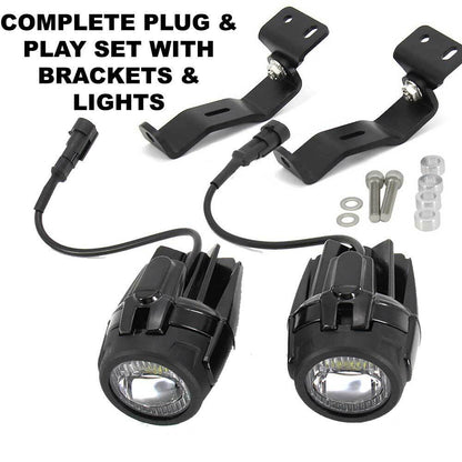 Complete LED Auxiliary Spotlight Fog Assembly Kit + Bracket - Honda CB650R 19-23