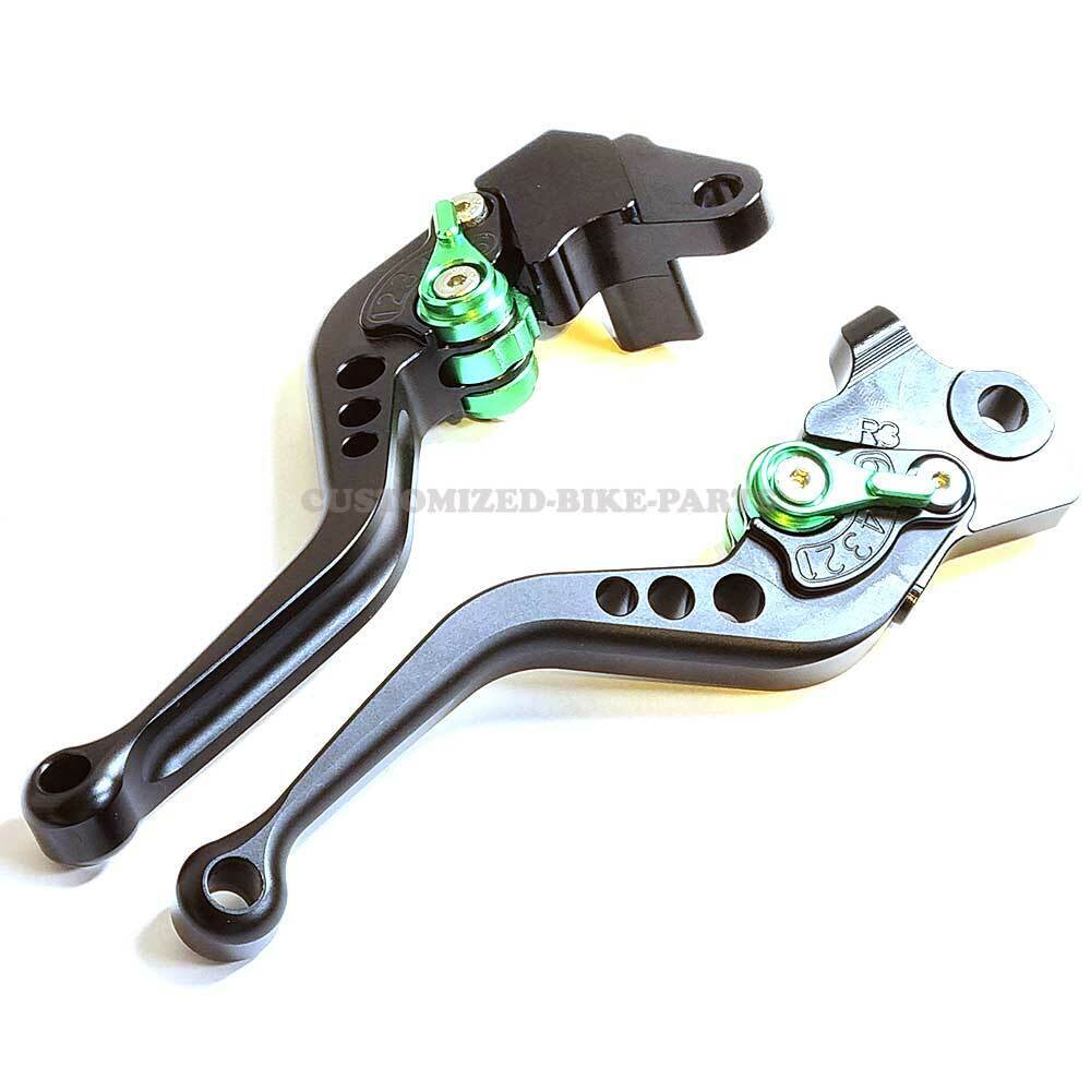 Short Black Green Clutch & Brake Levers For Yamaha WR125R WR 125 R 2012-2016