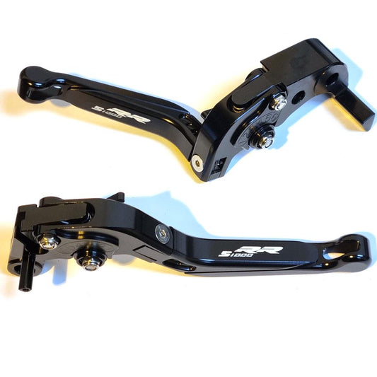 BLACK/BLACK ADJUSTABLE EXTENDABLE BRAKE CLUTCH LEVERS SET BMW S1000RR 2010-2019