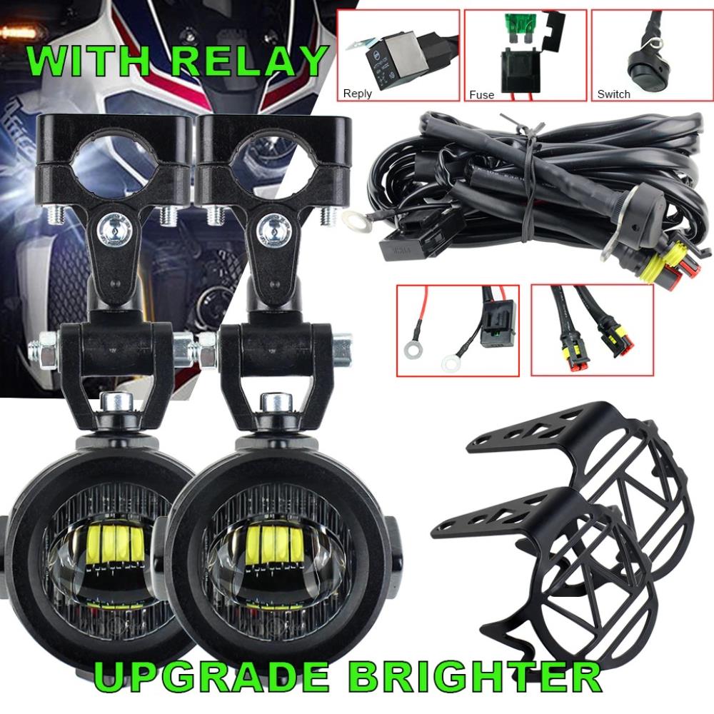 40W 600K Complete LED Auxiliary Spot Foglight Assembly Kit - BMW R1200GS F800GS