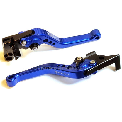 Engraved Short Blue Clutch & Brake Levers For Yamaha MT-07 2014-2024