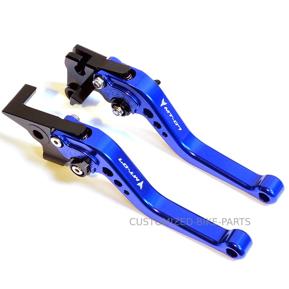 Engraved Short Blue Clutch & Brake Levers For Yamaha MT-07 2014-2024