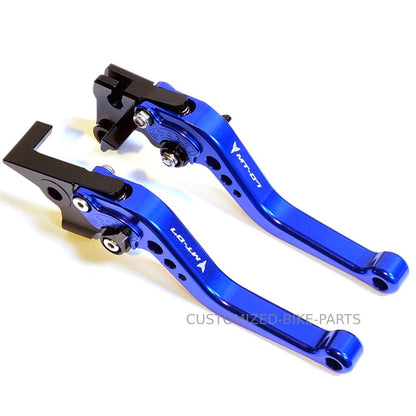 Engraved Short Blue Clutch & Brake Levers For Yamaha MT-07 2014-2024