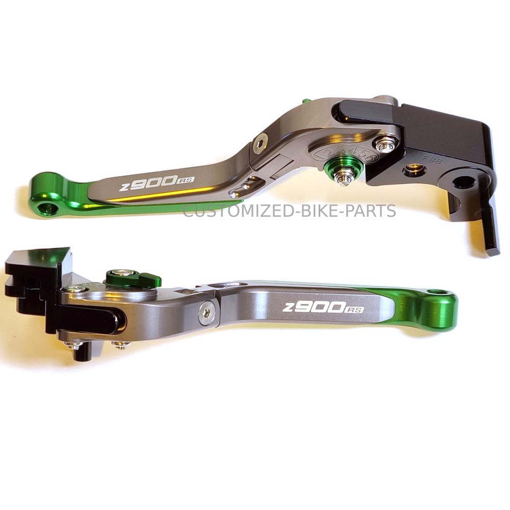 Green / Titanium Brake & Clutch Levers - Kawasaki Z900RS Z 900 RS 2017-2024