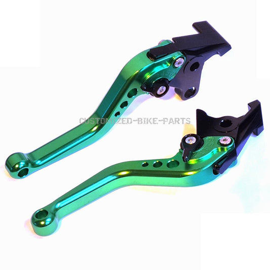 Short Green Clutch & Brake Levers For Kawasaki ZX7R ZX9 ZRX1100 ZZR1200