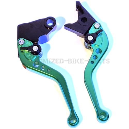 Short Green Clutch & Brake Levers - Kawasaki Z1000 2003-2006